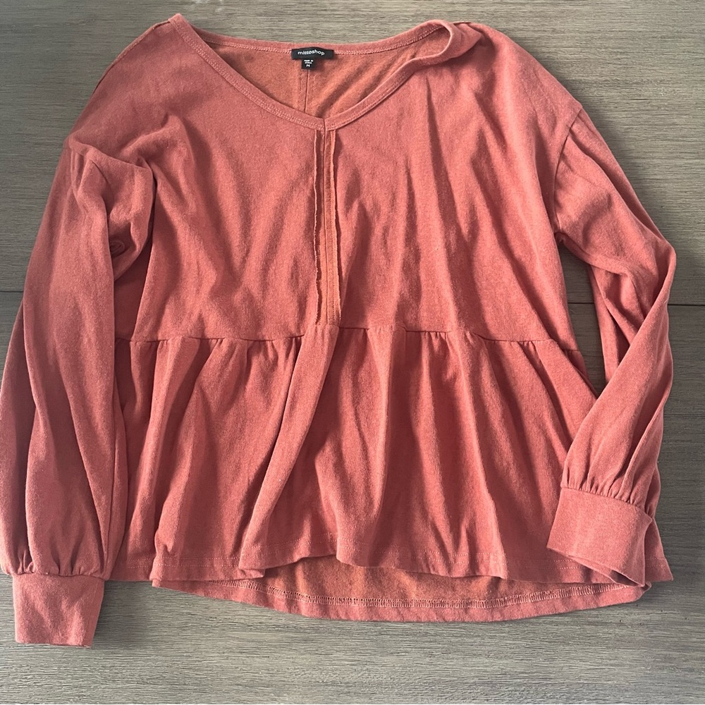 Mittoshop Orange Peplum Tshirt Blouse